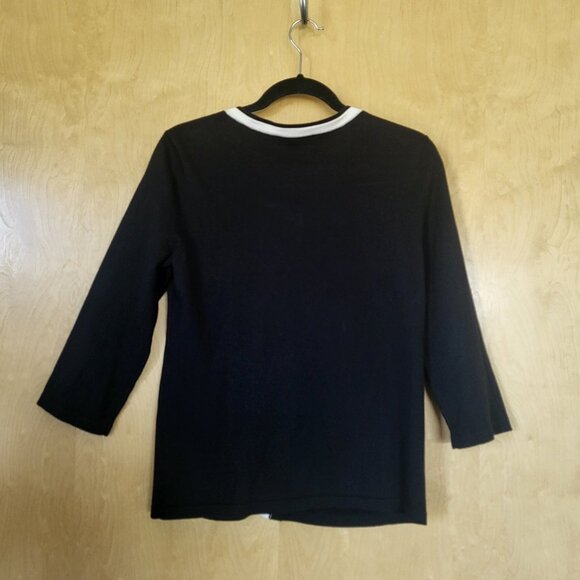Jones New York Signature Cardigan Black and Ivory Size Large - Picture 4 of 8